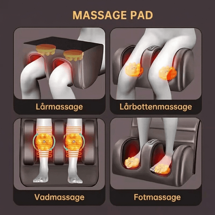 Massagepad med olika varianter hur det funkar på benen